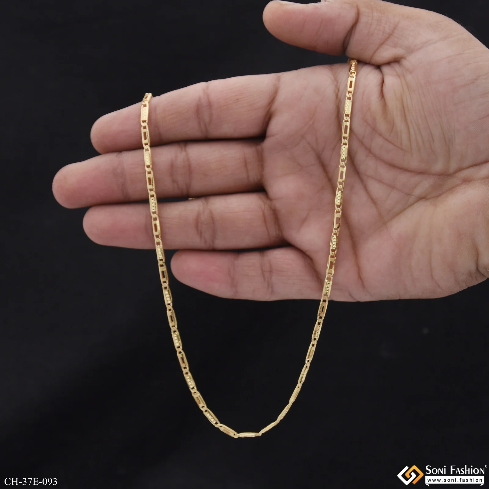 1 Gram Gold Plated Slim Design Nawabi Chain for Men - Style E093 - Image 6