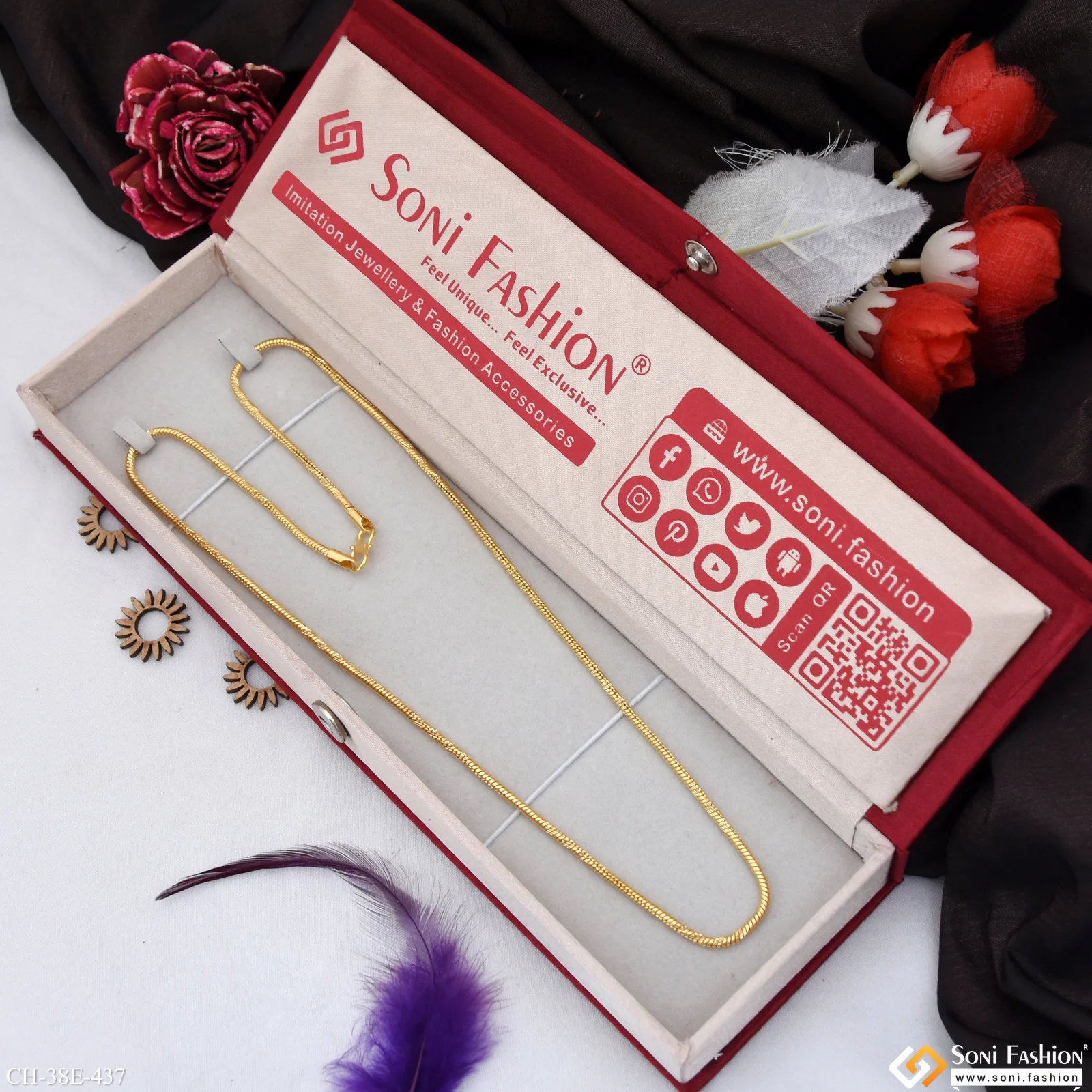 1 Gram Gold Plated Snake Chain for Men - Style E437 - Image 2