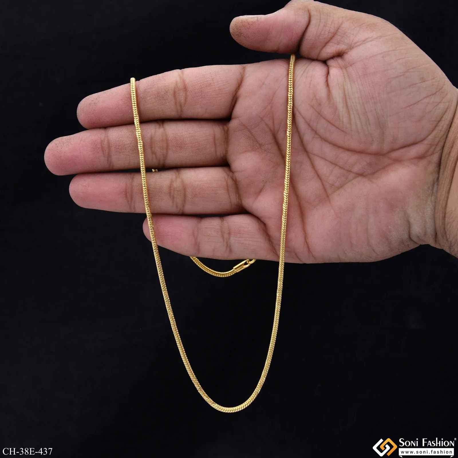 1 Gram Gold Plated Snake Chain for Men - Style E437 - Image 6