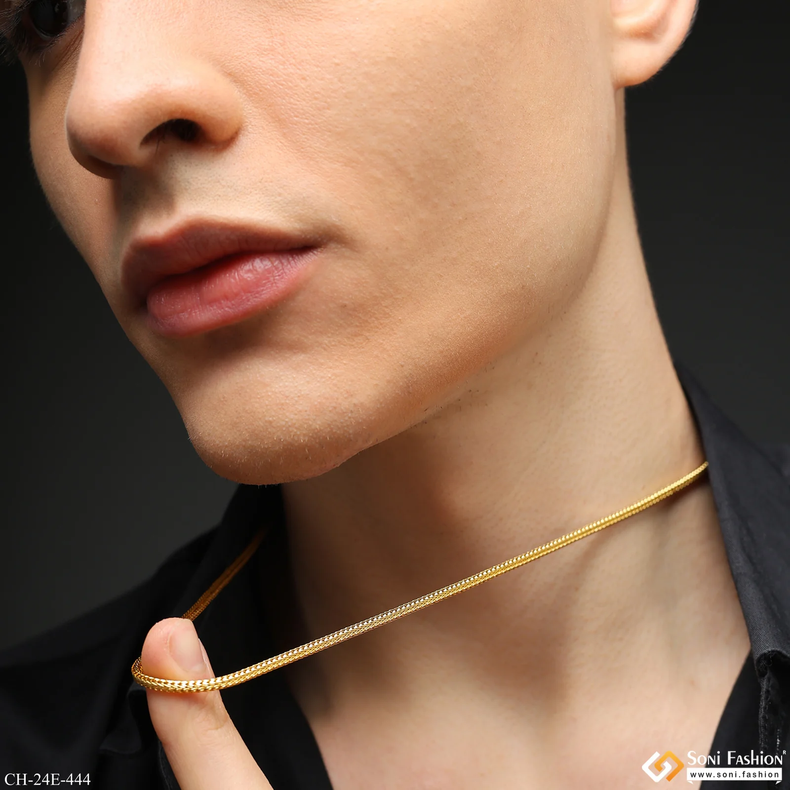 1 Gram Gold Plated Snake Chain for Men - Style E444