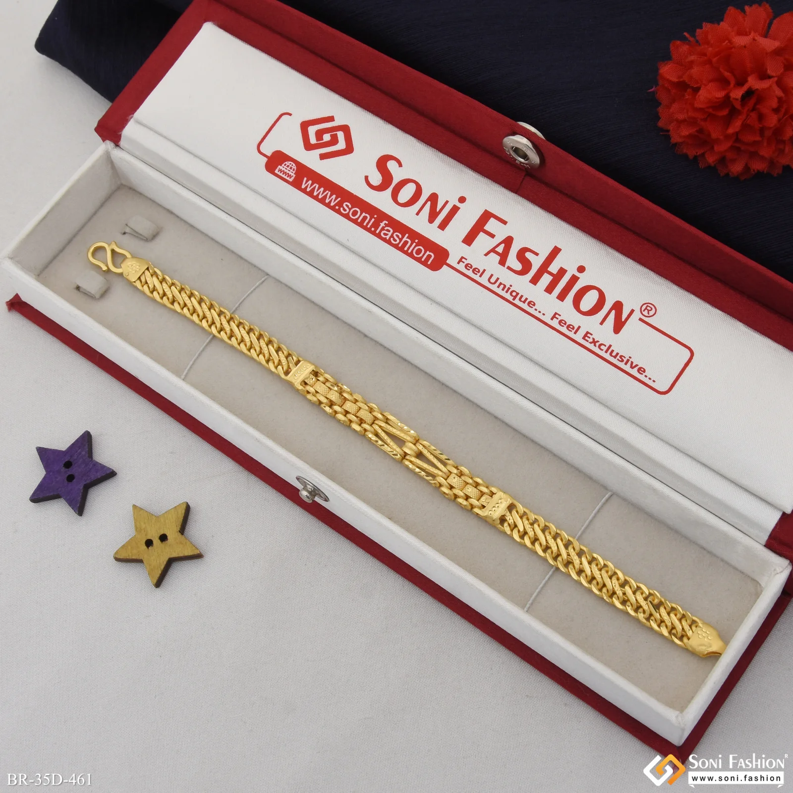 1 Gram Gold Plated Sophisticated Design Bracelet for Men - Style D461 - Image 2