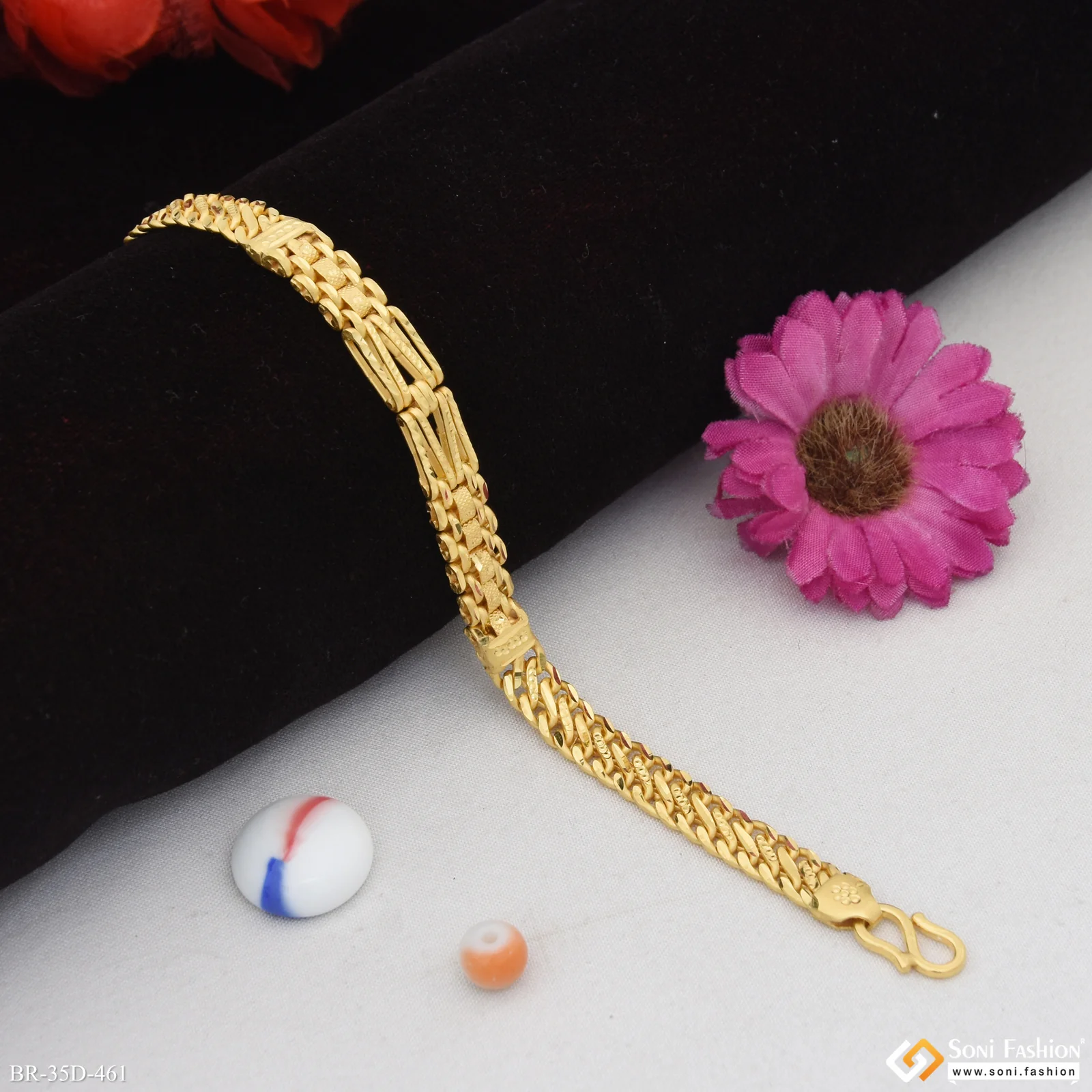 1 Gram Gold Plated Sophisticated Design Bracelet for Men - Style D461 - Image 3