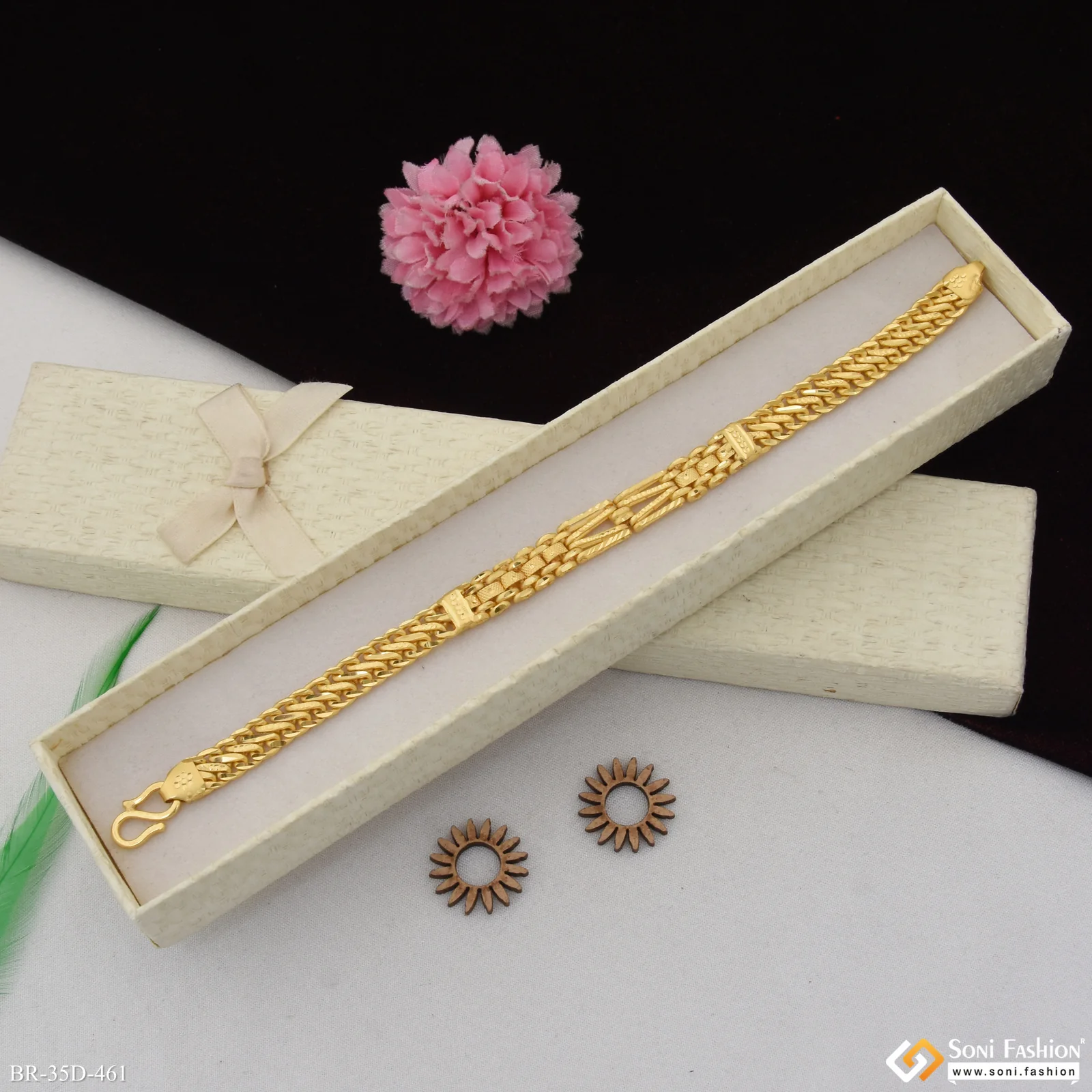 1 Gram Gold Plated Sophisticated Design Bracelet for Men - Style D461 - Image 4