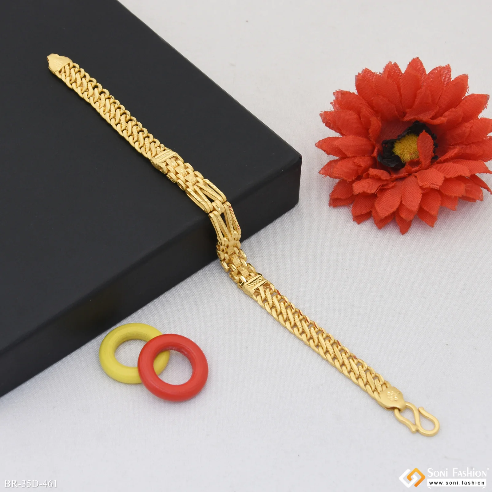 1 Gram Gold Plated Sophisticated Design Bracelet for Men - Style D461 - Image 5