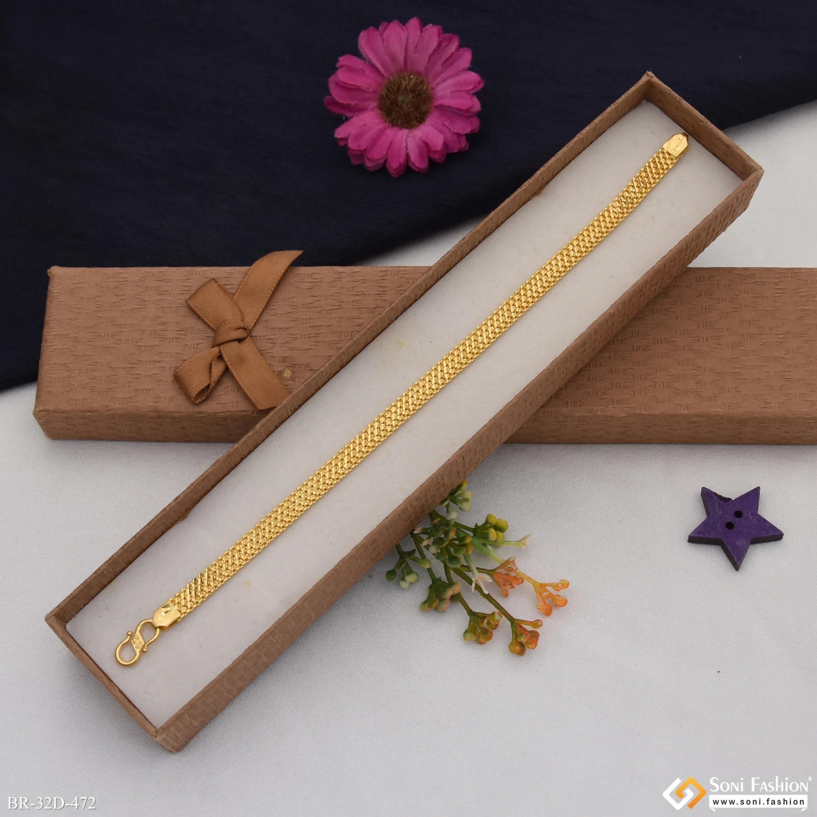 1 Gram Gold Plated Sophisticated Design Bracelet for Men - Style D472 - Image 5