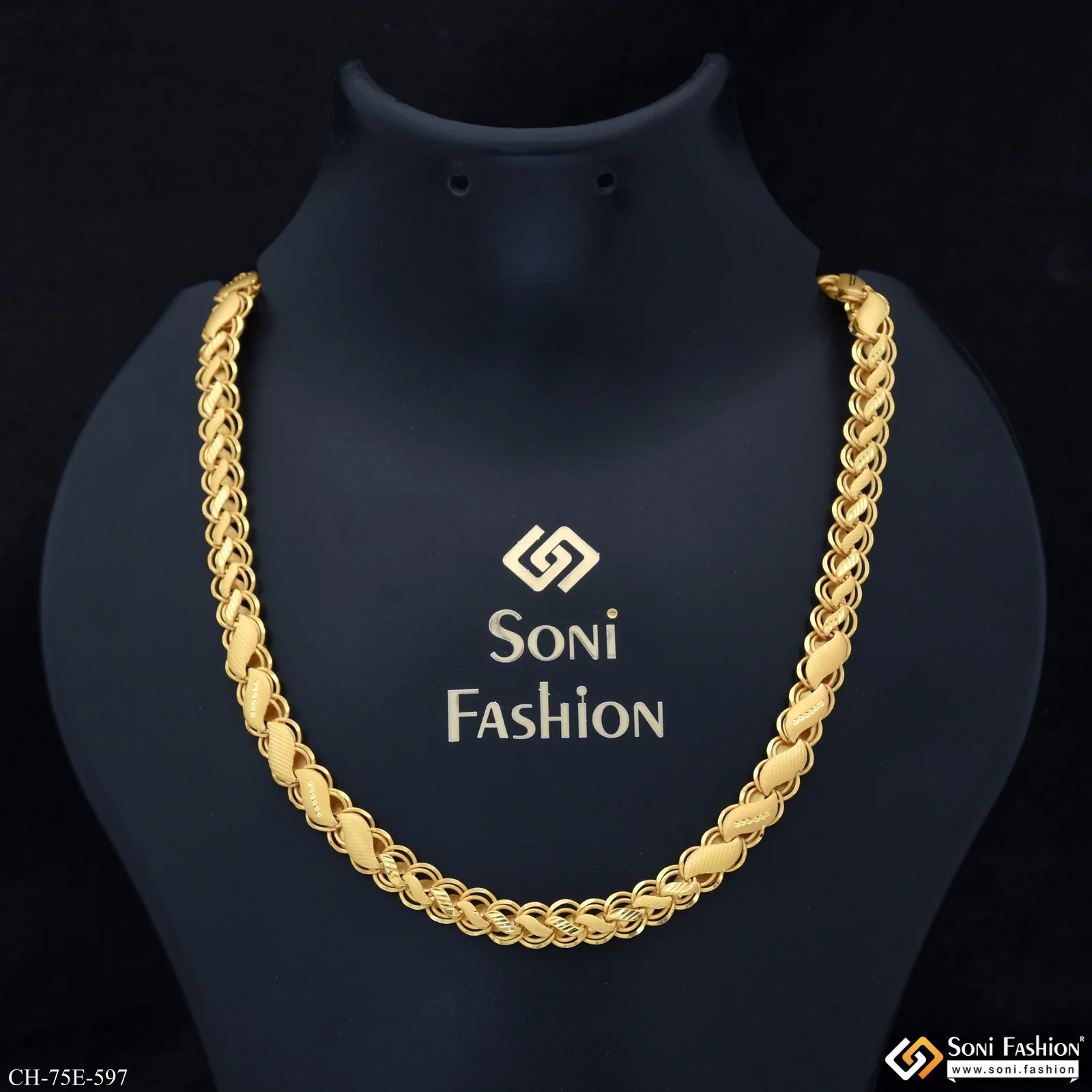 1 Gram Gold Plated Sophisticated Design Kohli Chain for Men - Style E597