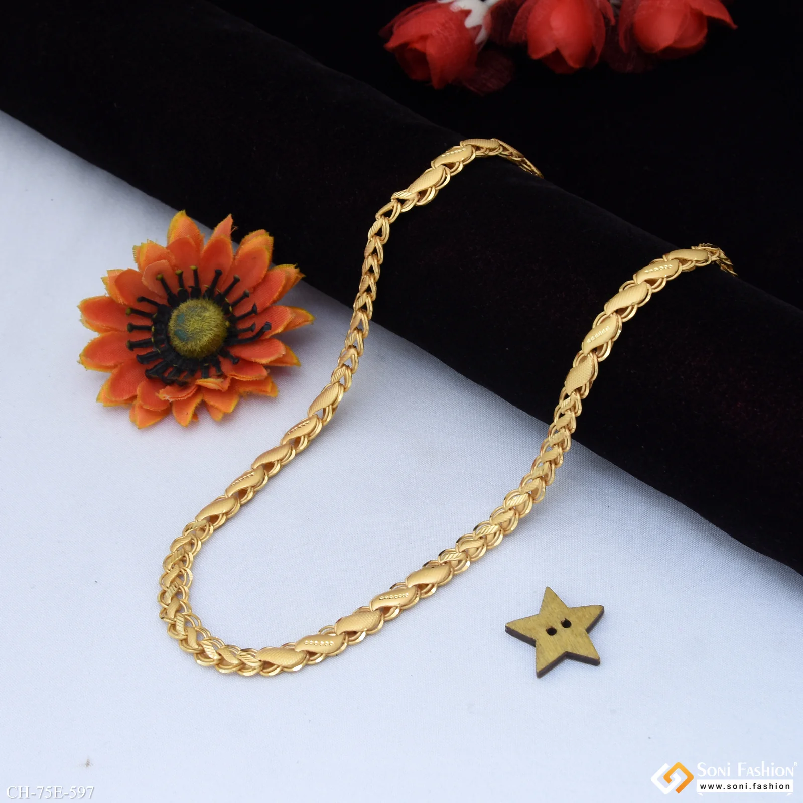 1 Gram Gold Plated Sophisticated Design Kohli Chain for Men - Style E597 - Image 4
