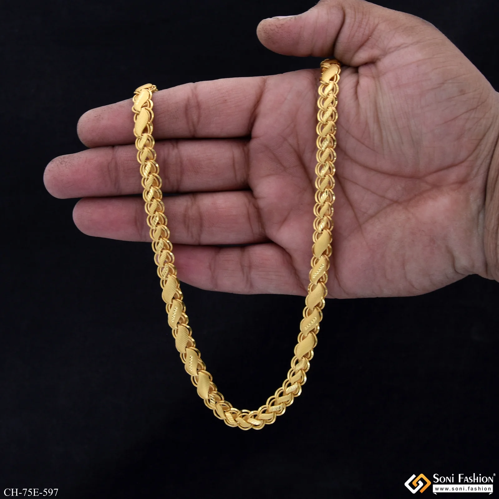 1 Gram Gold Plated Sophisticated Design Kohli Chain for Men - Style E597 - Image 6