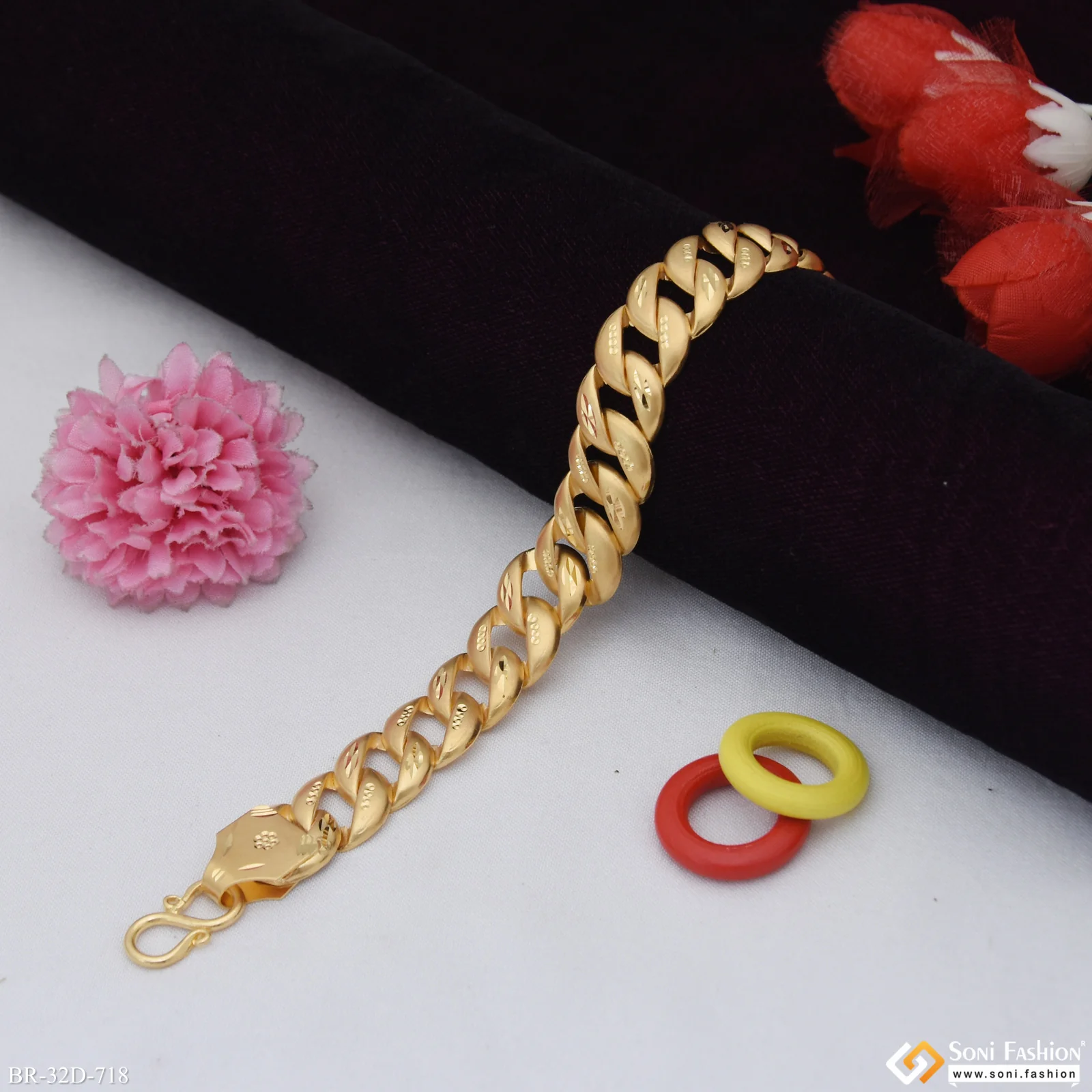 1 Gram Gold Plated Sophisticated Design Pokal Bracelet for Men - Style D718 - Image 3