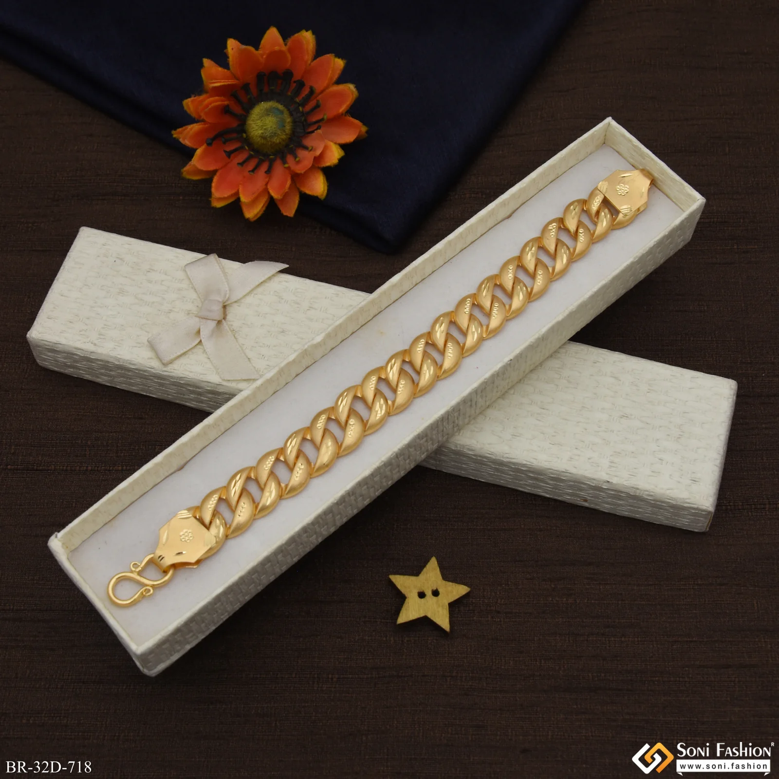 1 Gram Gold Plated Sophisticated Design Pokal Bracelet for Men - Style D718 - Image 5