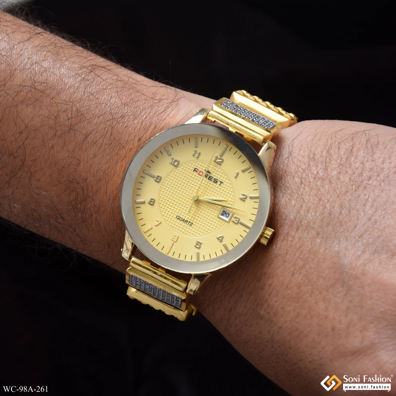 1 Gram Gold Plated Sophisticated Design Watch for Men - Style A261 - Image 3