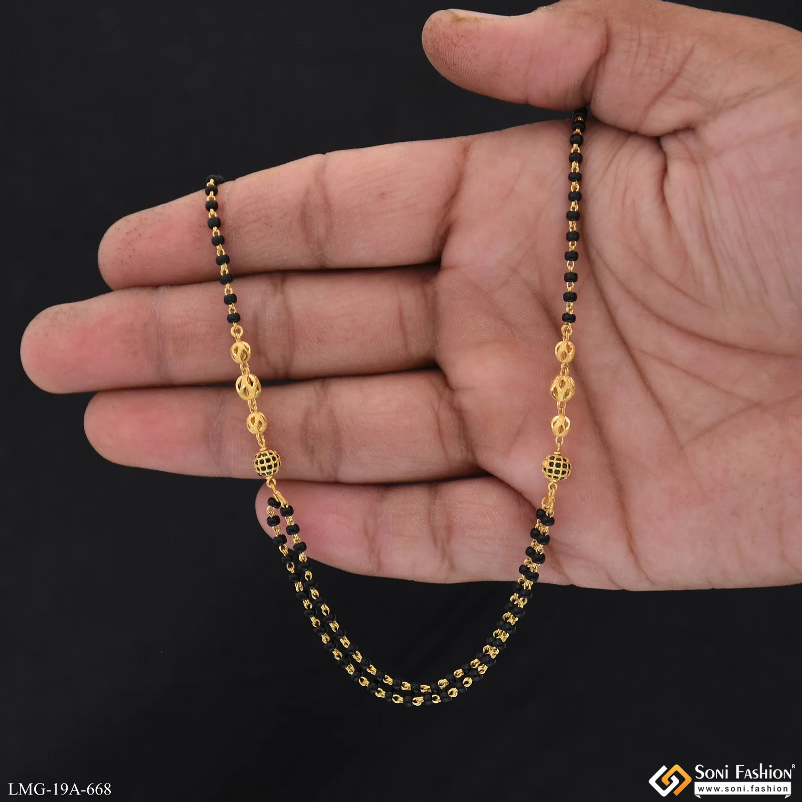 1 Gram Gold Plated Sparkling Design Mangalsutra for Women - Style A668 - Image 2