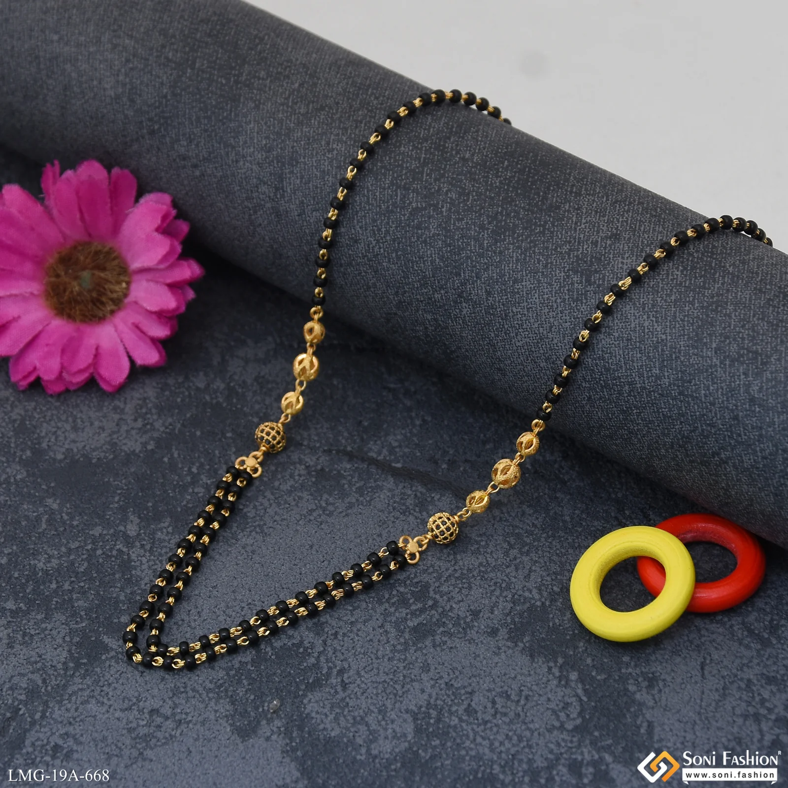 1 Gram Gold Plated Sparkling Design Mangalsutra for Women - Style A668 - Image 3