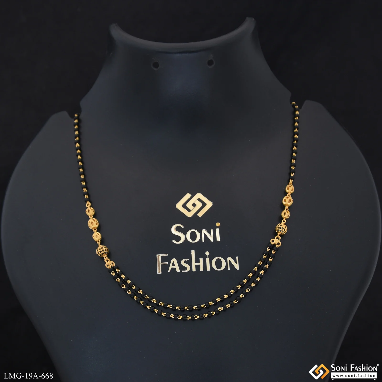 1 Gram Gold Plated Sparkling Design Mangalsutra for Women - Style A668 - Image 4