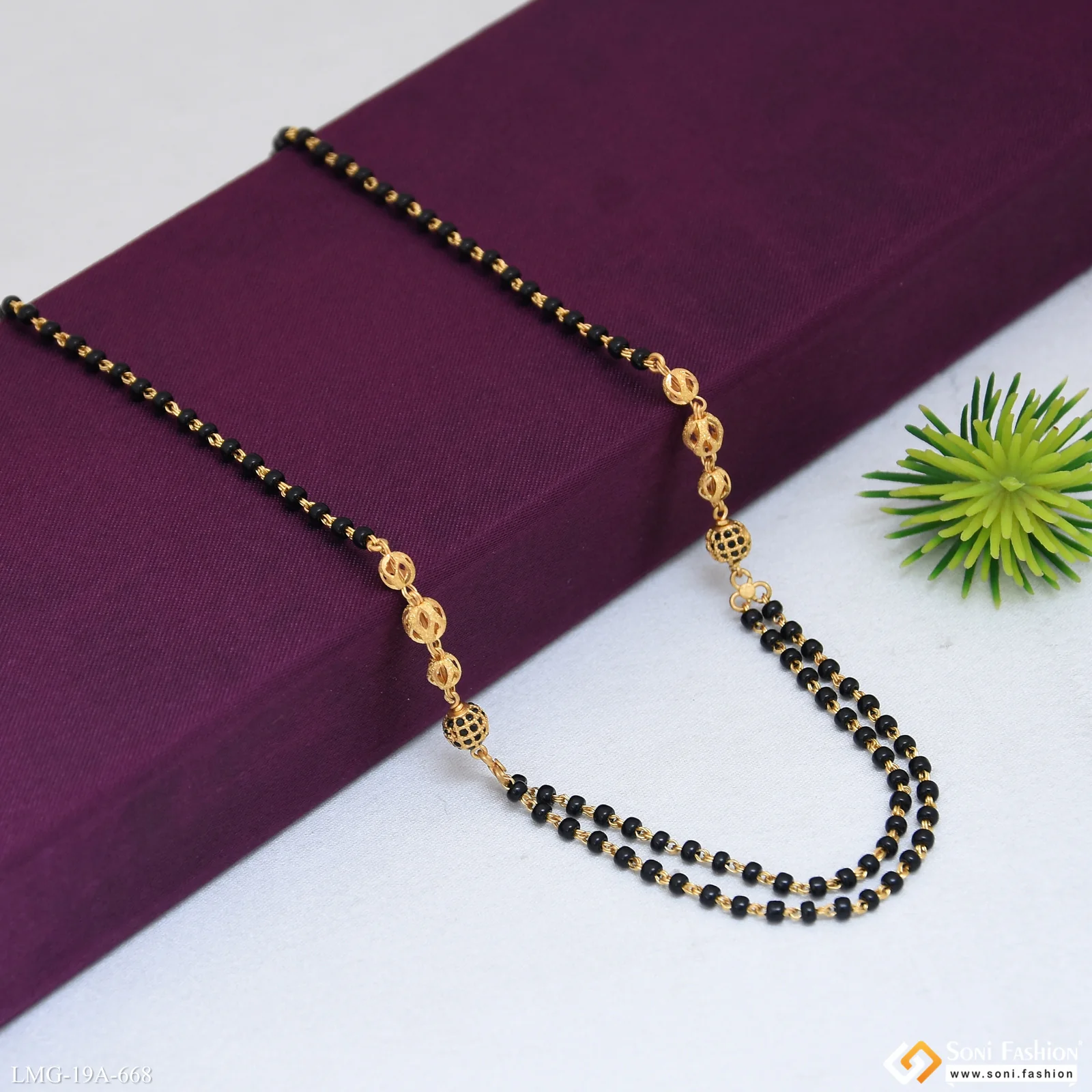 1 Gram Gold Plated Sparkling Design Mangalsutra for Women - Style A668 - Image 5