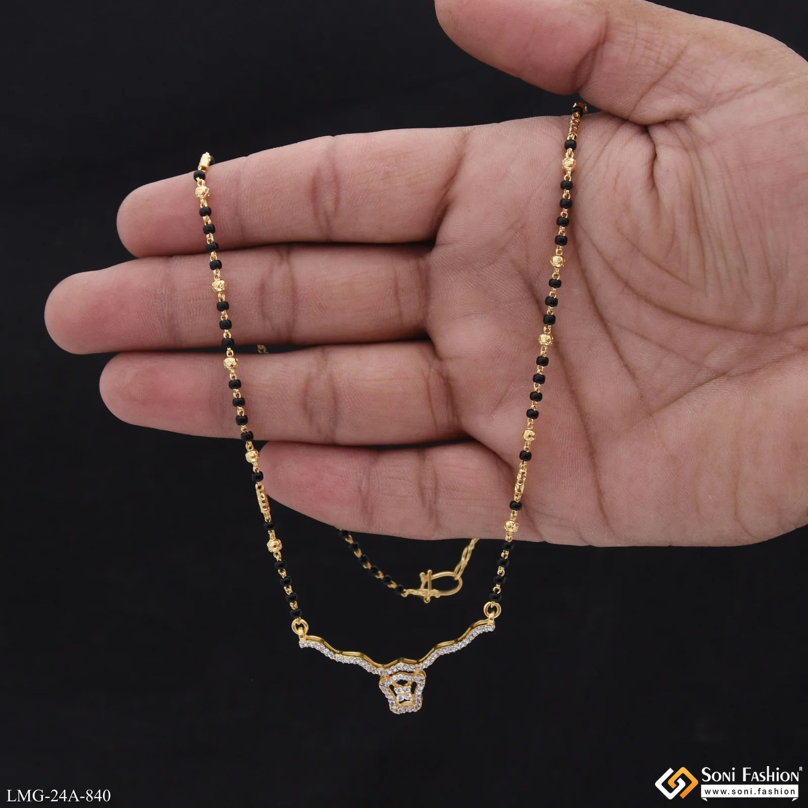 1 Gram Gold Plated Sparkling Design Mangalsutra for Women - Style A840 - Image 2