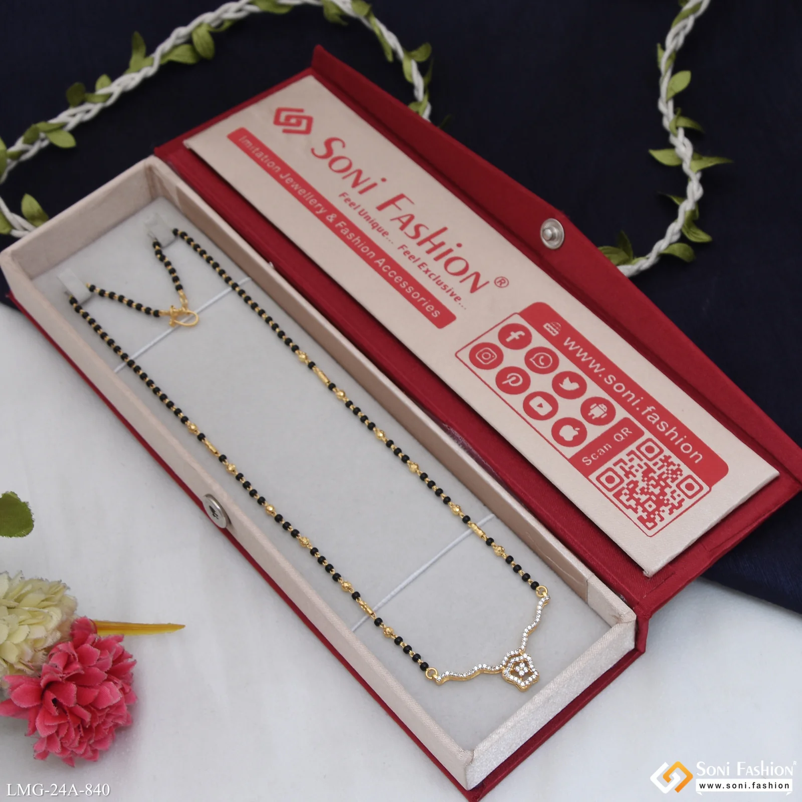 1 Gram Gold Plated Sparkling Design Mangalsutra for Women - Style A840 - Image 3