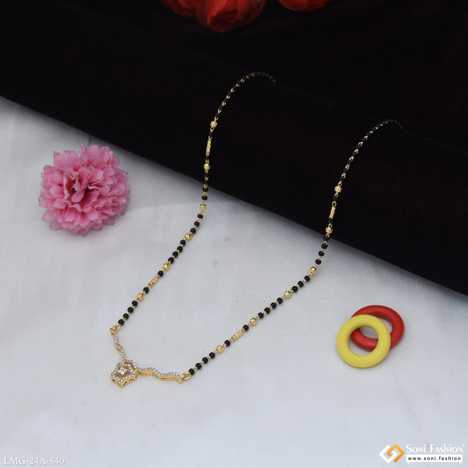 1 Gram Gold Plated Sparkling Design Mangalsutra for Women - Style A840 - Image 4