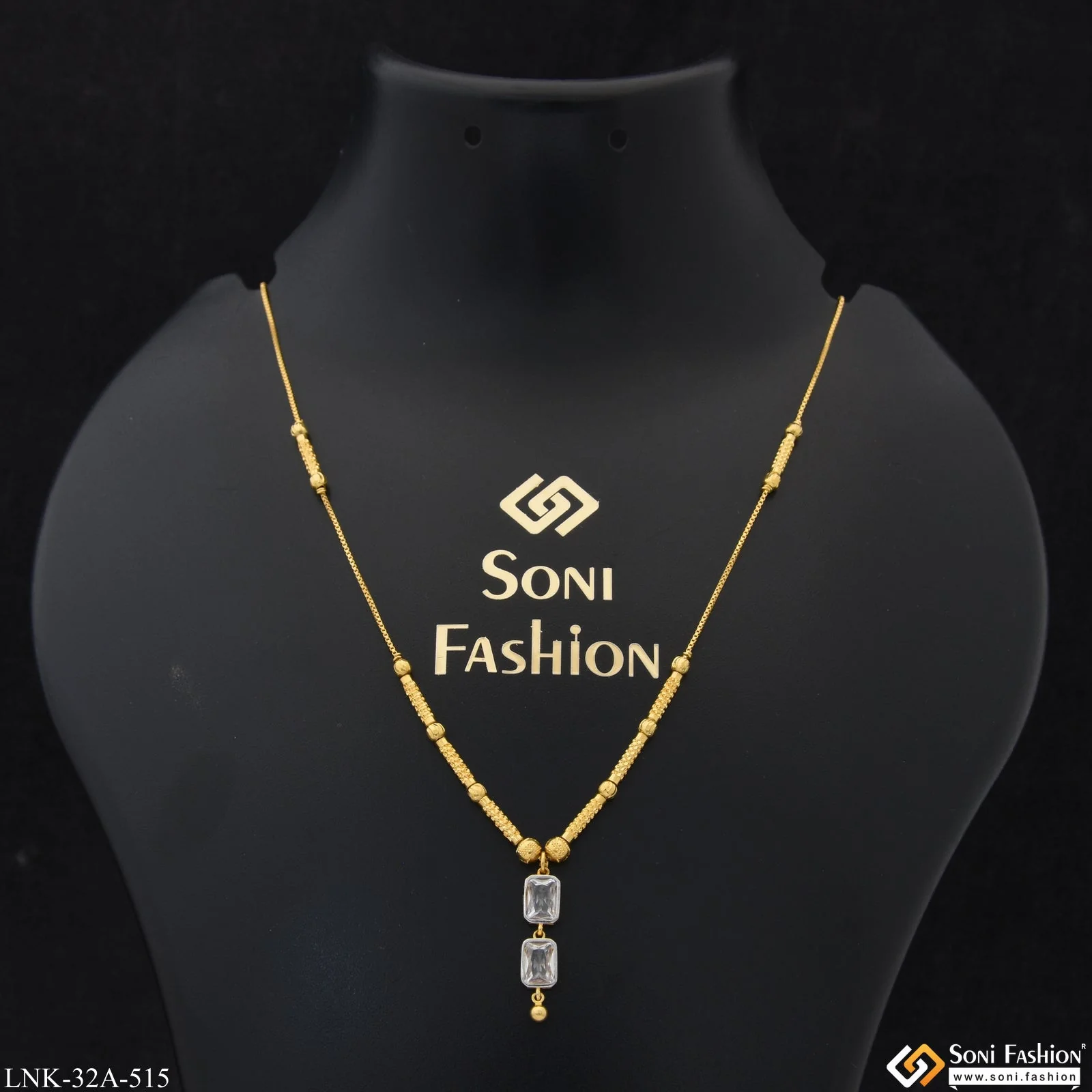 1 Gram Gold Plated Sparkling Design Necklace for Ladies - Style A515 - Image 2