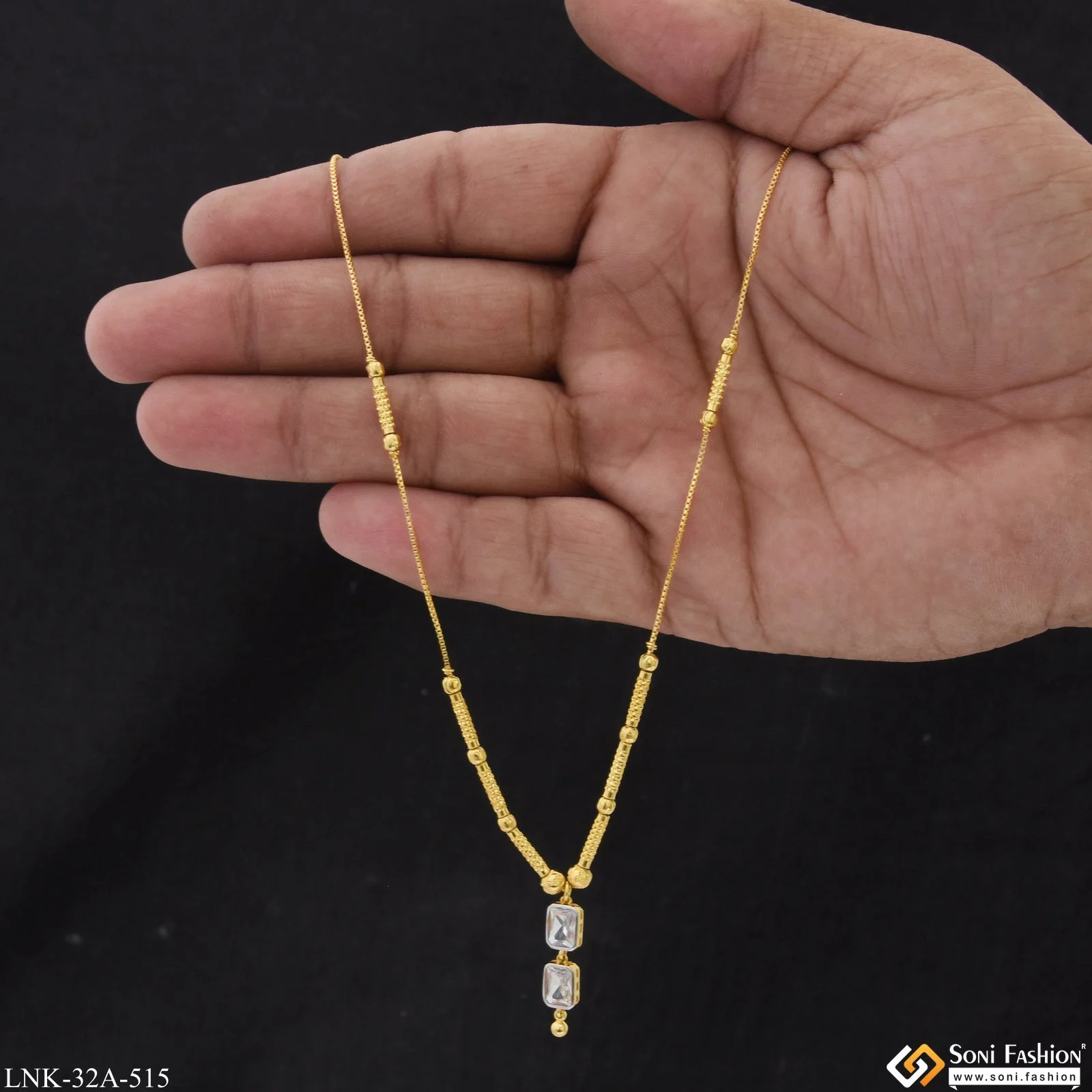 1 Gram Gold Plated Sparkling Design Necklace for Ladies - Style A515 - Image 3