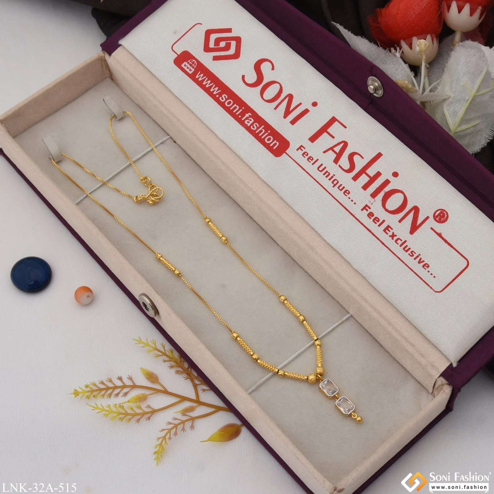 1 Gram Gold Plated Sparkling Design Necklace for Ladies - Style A515 - Image 5