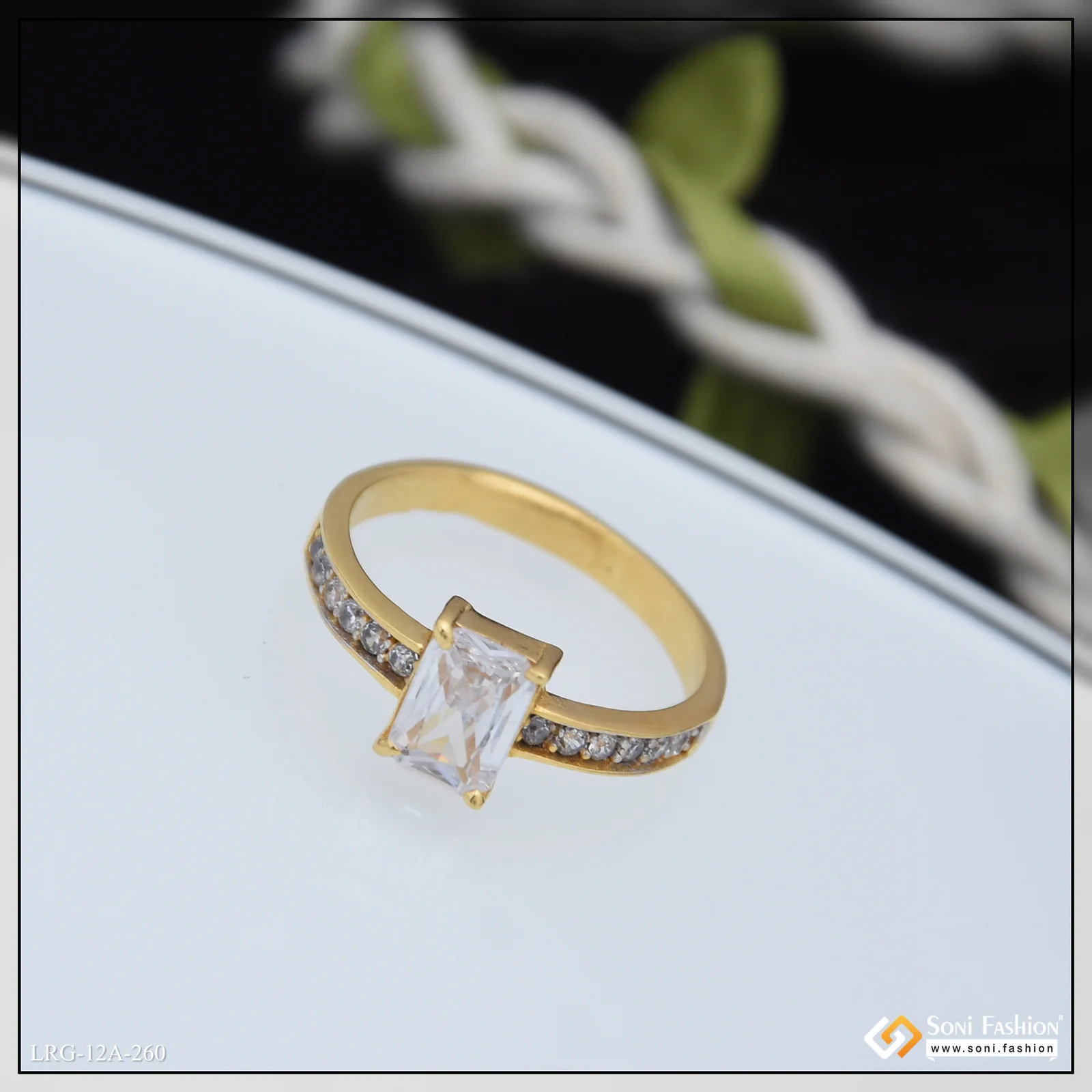 1 Gram Gold Plated Sparkling Design Ring for Ladies - Style A260 - Image 4