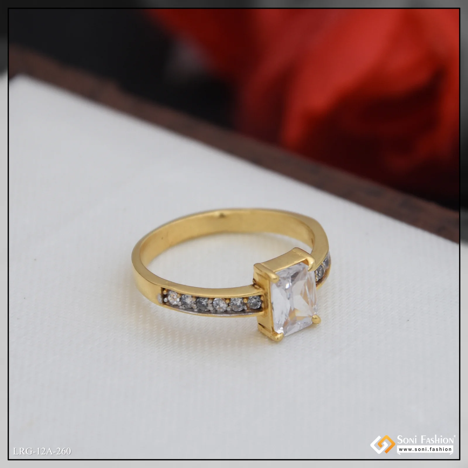 1 Gram Gold Plated Sparkling Design Ring for Ladies - Style A260 - Image 5