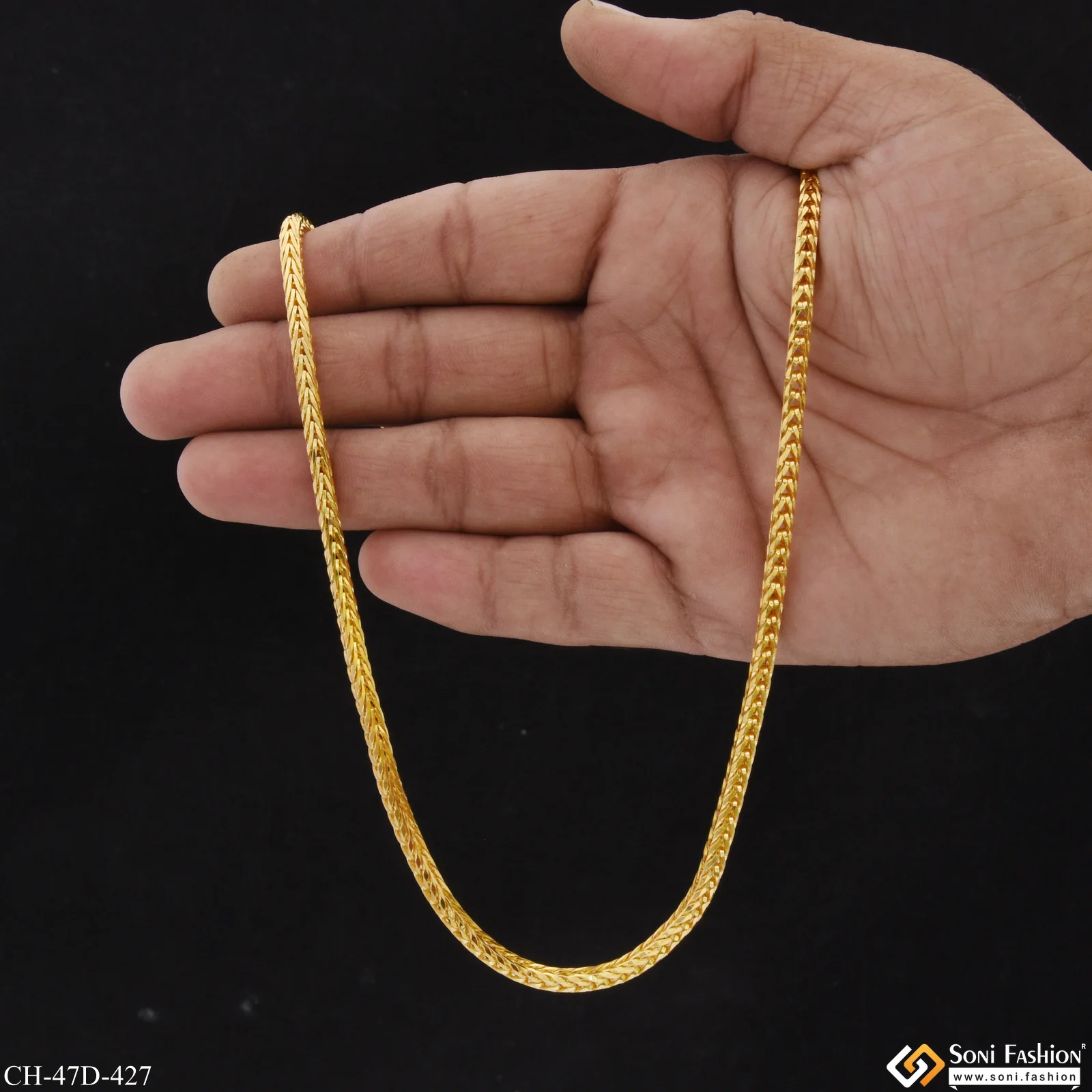 1 Gram Gold Plated Sparkling Design Snake Chain for Men - Style D427 - Image 7