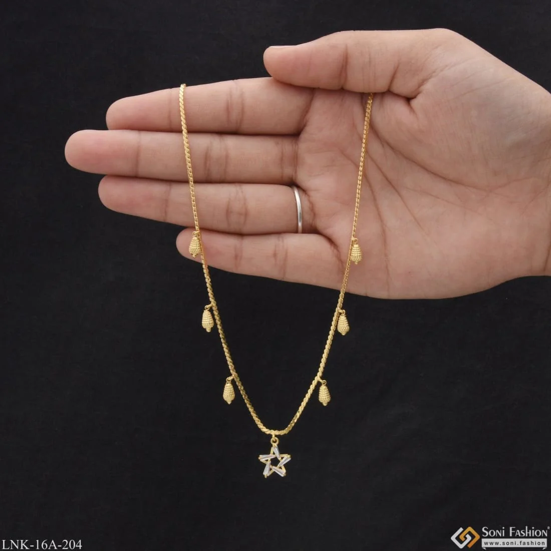 1 Gram Gold Plated Star with Diamond Unique Design Necklace for Ladies - Style A204 - Image 2