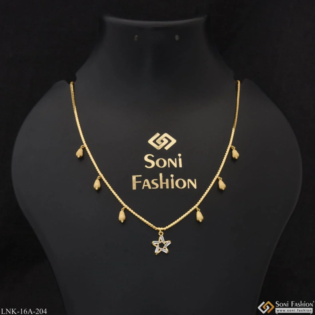1 Gram Gold Plated Star with Diamond Unique Design Necklace for Ladies - Style A204 - Image 4