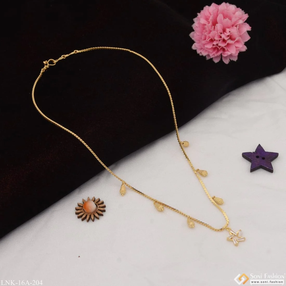 1 Gram Gold Plated Star with Diamond Unique Design Necklace for Ladies - Style A204 - Image 6