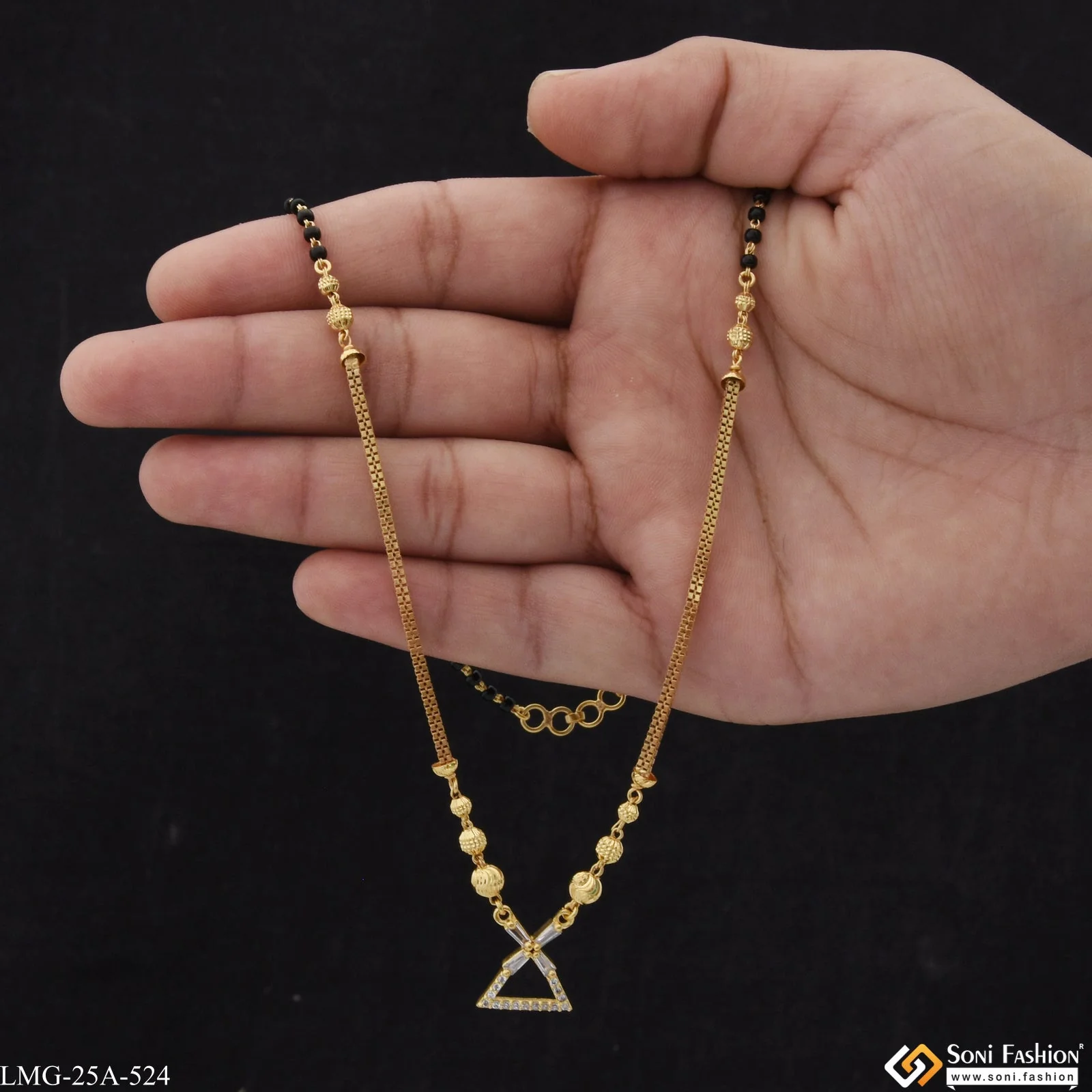 1 Gram Gold Plated Stunning Design Gold Plated Mangalsutra for Ladies - Style A524 - Image 2