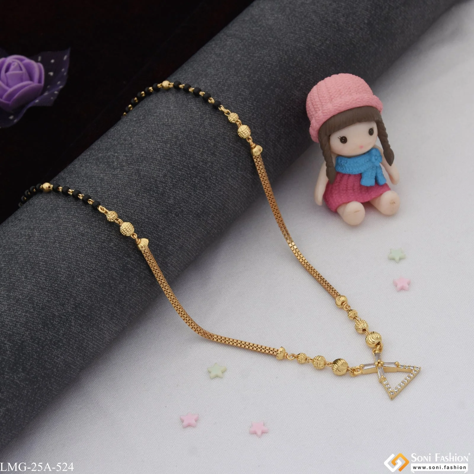 1 Gram Gold Plated Stunning Design Gold Plated Mangalsutra for Ladies - Style A524 - Image 3