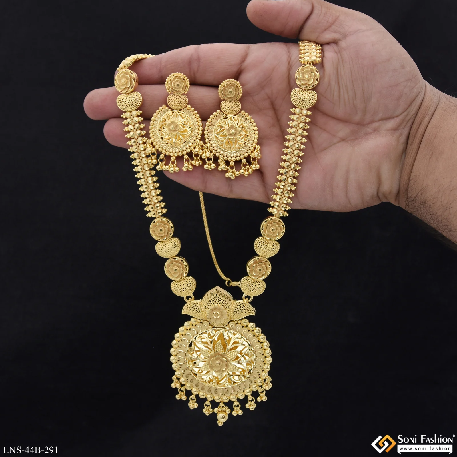 1 Gram Gold Plated Stunning Design Necklace Set for Women - Style B291 - Image 2