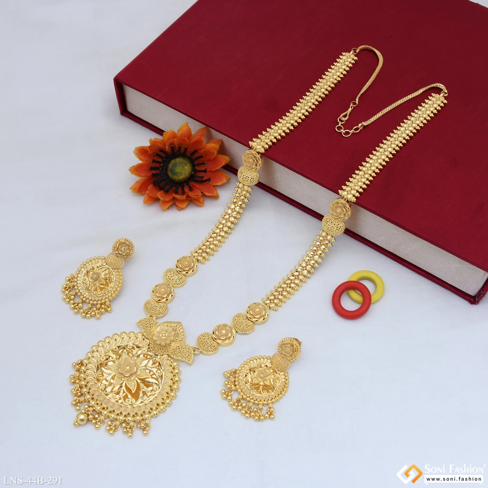 1 Gram Gold Plated Stunning Design Necklace Set for Women - Style B291 - Image 3