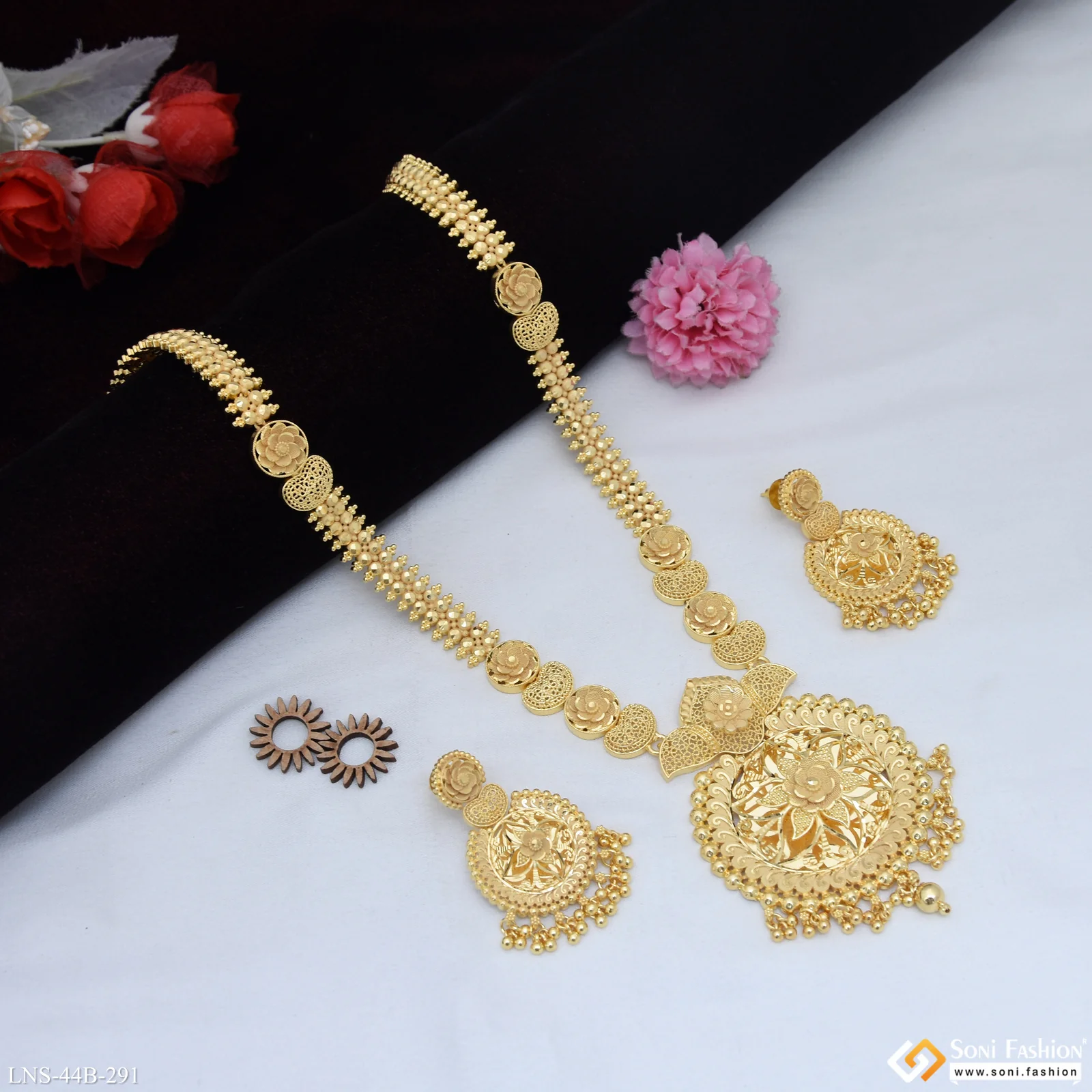 1 Gram Gold Plated Stunning Design Necklace Set for Women - Style B291 - Image 4