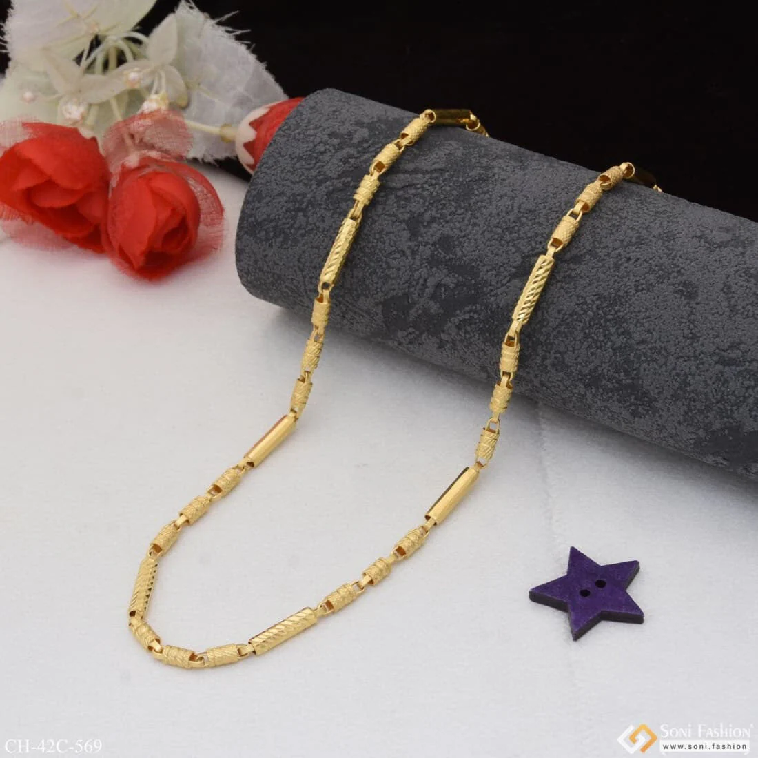 1 Gram Gold Plated Stunning Design Pipe Chain for Men - Style C569 - Image 5
