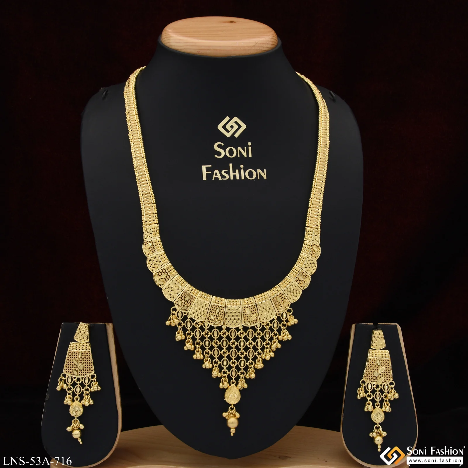 1 Gram Gold Plated Stunning Design Rani Haar Necklace Set for Women - Style A716 - Image 2