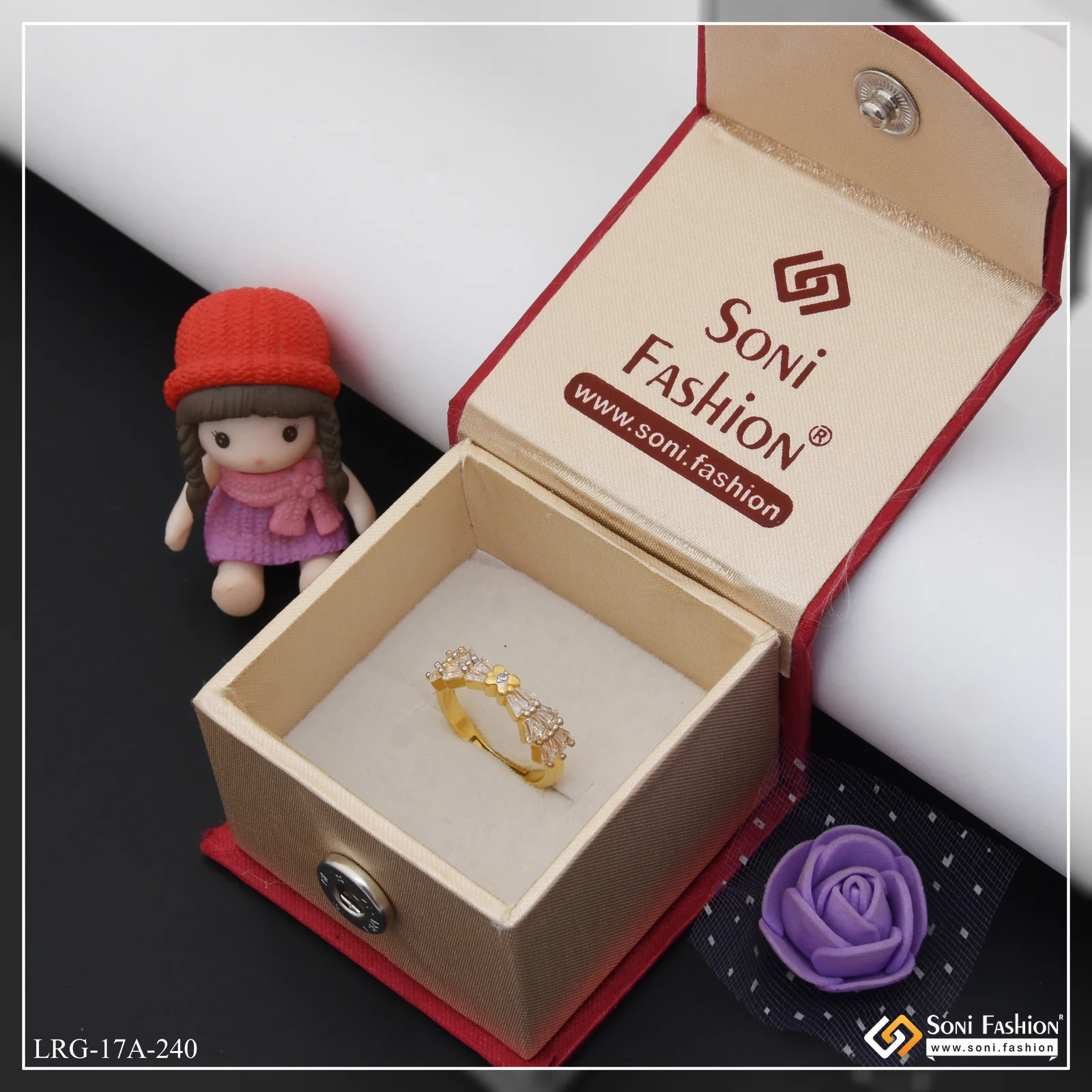 1 Gram Gold Plated Stunning Design Ring for Ladies - Style A240 - Image 3