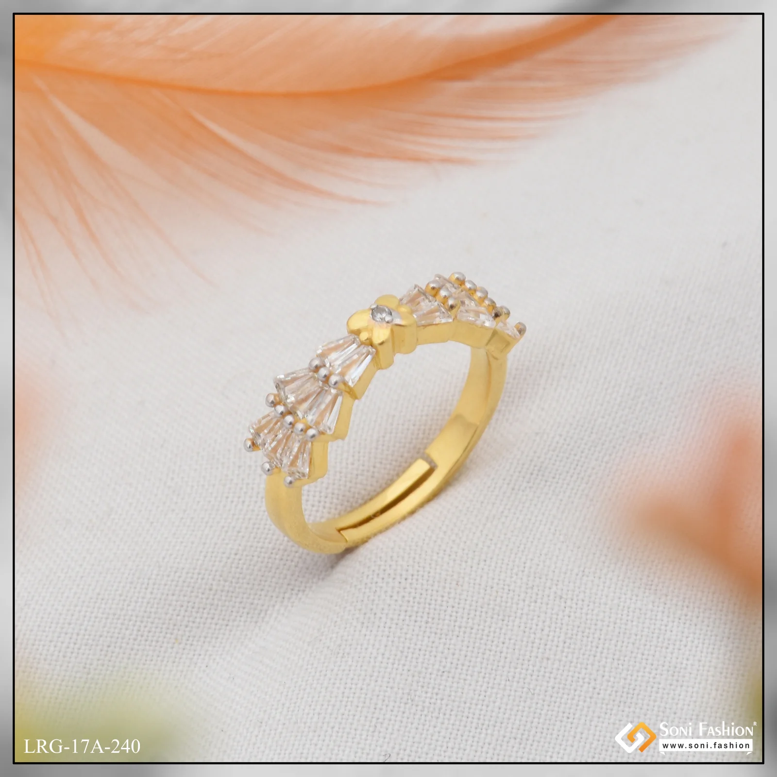 1 Gram Gold Plated Stunning Design Ring for Ladies - Style A240 - Image 5