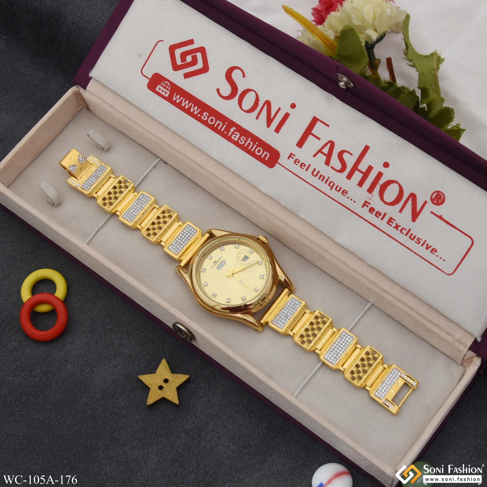 1 Gram Gold Plated Stunning Design Superior Quality Watch for Men - Style A176 - Image 2
