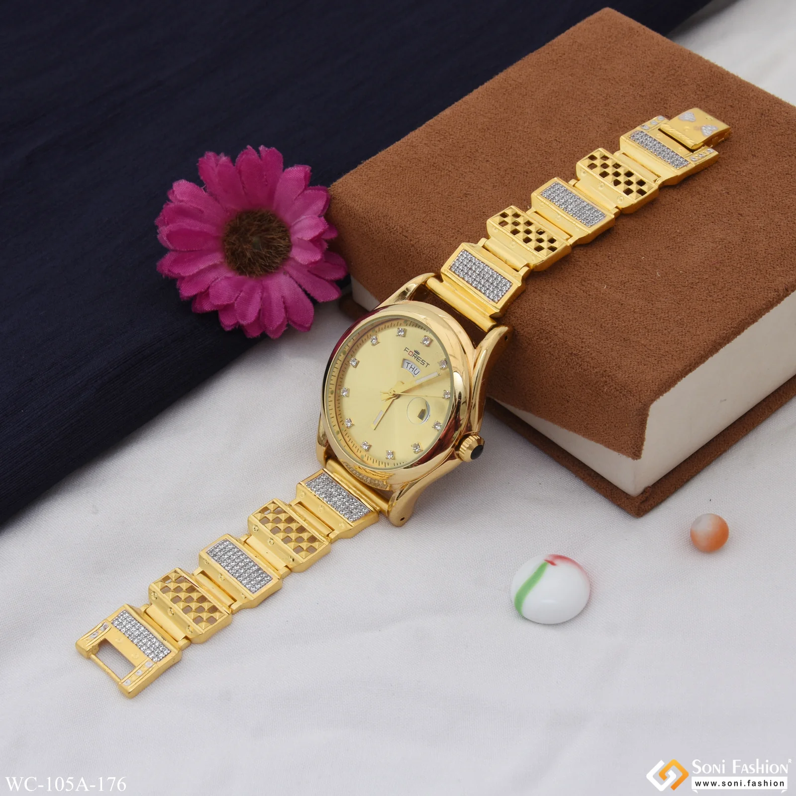 1 Gram Gold Plated Stunning Design Superior Quality Watch for Men - Style A176 - Image 3