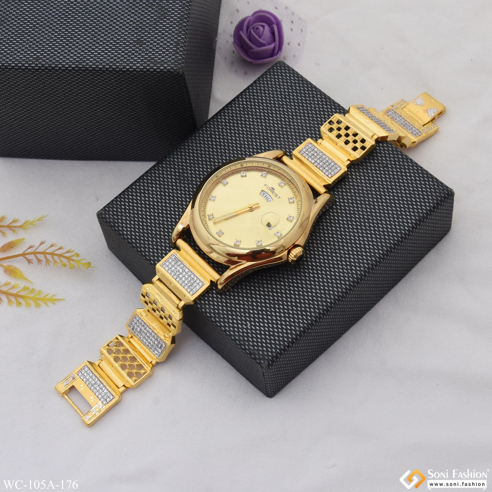 1 Gram Gold Plated Stunning Design Superior Quality Watch for Men - Style A176 - Image 5