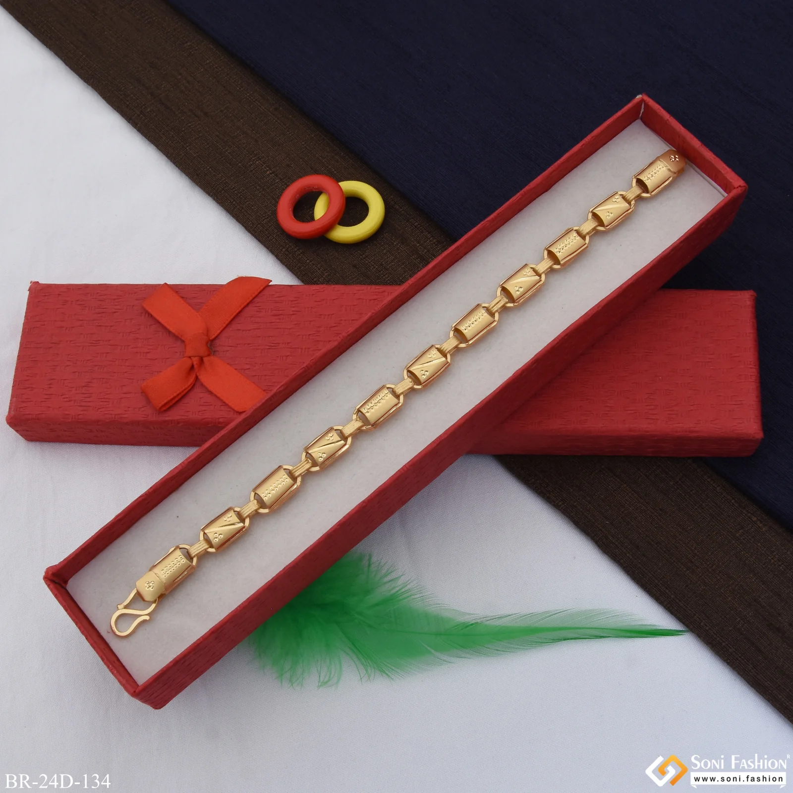 1 Gram Gold Plated Stylish Design Best Quality Bracelet for Men - Style D134 - Image 5