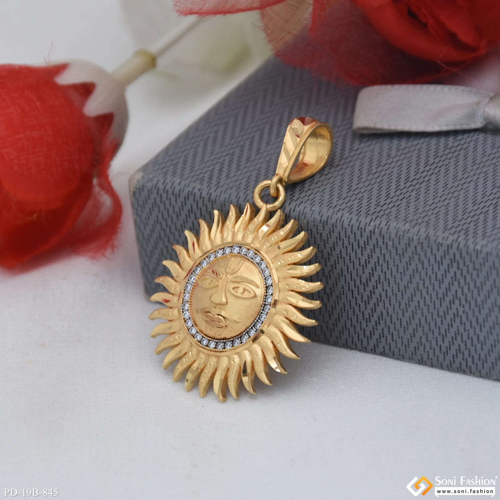 1 Gram Gold Plated Sun Artisanal Design Pendant for Men - Style B845 - Image 3