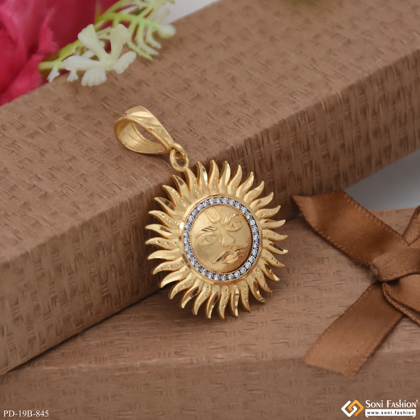 1 Gram Gold Plated Sun Artisanal Design Pendant for Men - Style B845 - Image 5