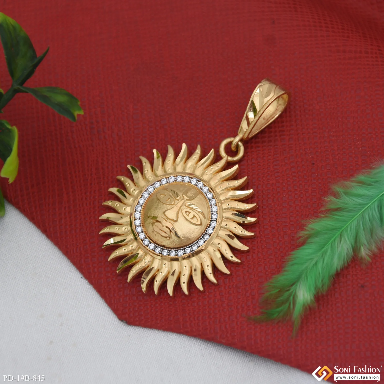 1 Gram Gold Plated Sun Artisanal Design Pendant for Men - Style B845 - Image 6