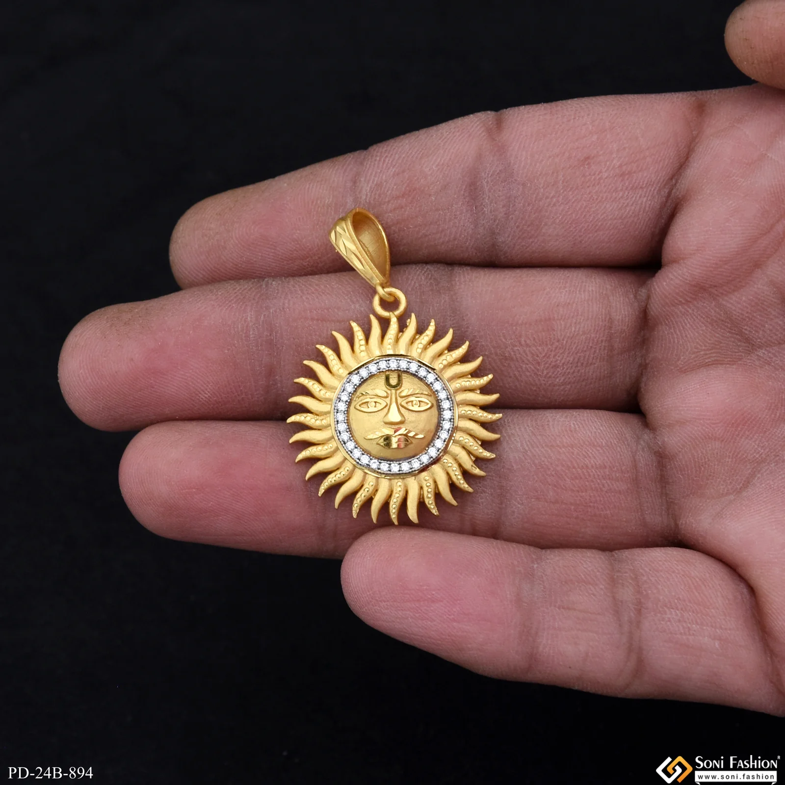 1 Gram Gold Plated Sun Artisanal Design Pendant for Men - Style B894 - Image 2