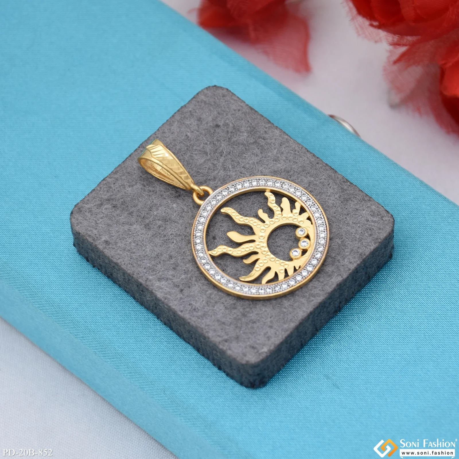 1 Gram Gold Plated Sun Prominent Design Pendant for Men - Style B852 - Image 2