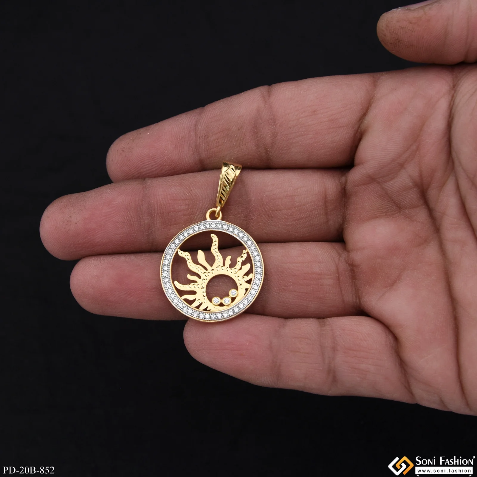 1 Gram Gold Plated Sun Prominent Design Pendant for Men - Style B852 - Image 3